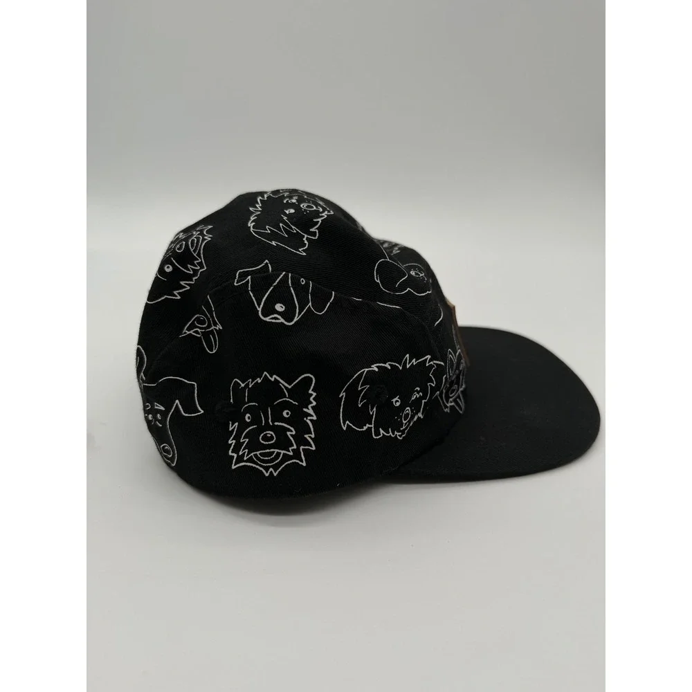Jack & Winn Kids Dog Print 5 Panel Hat Black White Snapback Cap 2T/3T Medium